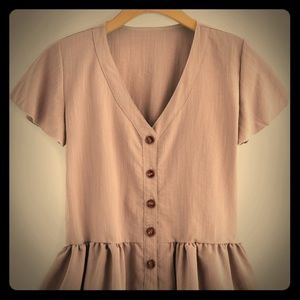 SHEIN Button Through Pep Hem Top Size: L